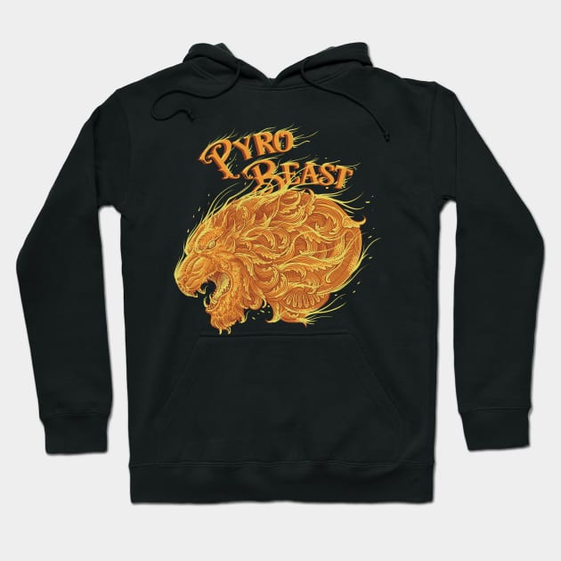 Pyro Beast Lion Illustration Hoodie by Tonymidi Artworks Studio